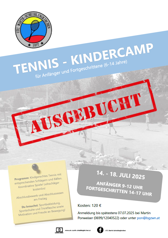 Tenniscamp ausgebucht